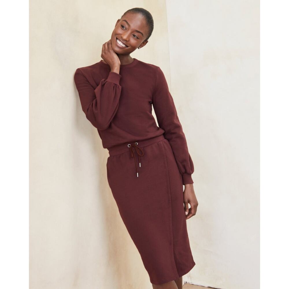 Garnet Hill Womens 100% Organic Cotton French Terry Rust Sweatshirt Dress Sz XL